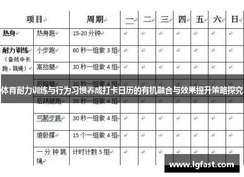 体育耐力训练与行为习惯养成打卡日历的有机融合与效果提升策略探究